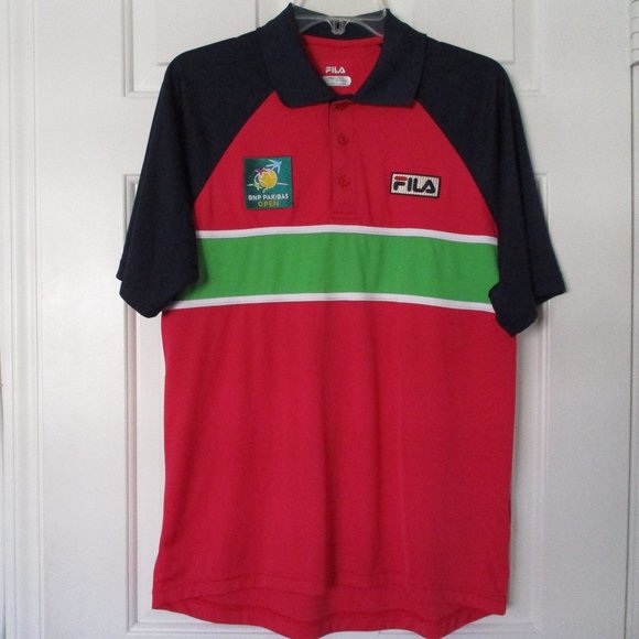 FILA Mens S/S BNP Paribas Open Raspberry Tennis Polo Shirt NWOT - Size Medium - Picture 1 of 3